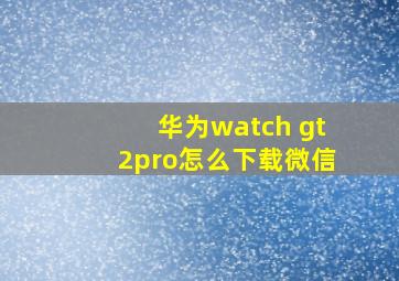 华为watch gt2pro怎么下载微信